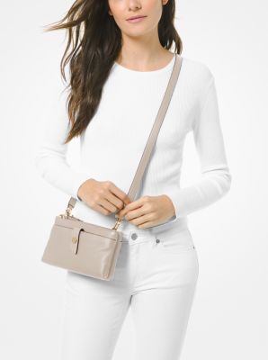 Medium Pebbled Leather Double-Zip Crossbody Bag | Michael Kors