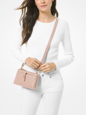 Large Pebbled Leather Double-Pouch Crossbody