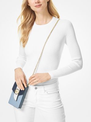 Michael Kors Saffiano Leather Smartphone Crossbody Bag in White