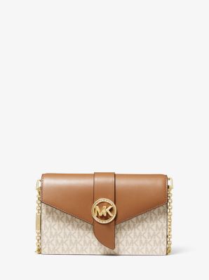 Michael Kors Medium Logo Convertible Crossbody Bag (Brown Signature):  Handbags