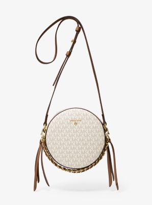 Sac à bandoulière rond Delancey de taille moyenne en cuir bicolore avec logo image number 0