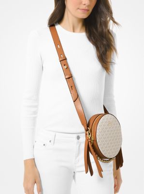 Runde Umhängetasche Delancey Medium aus zweifarbigem Logostoff und Leder image number 3