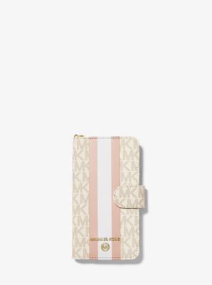 Logo Stripe Wristlet Folio Case For 