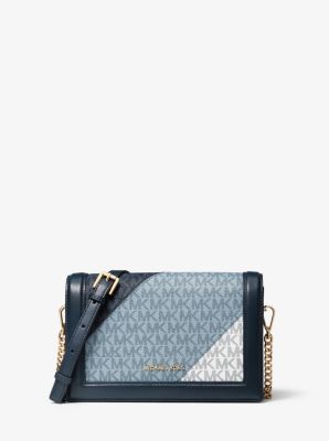 michael kors maeve large logo and faux leather crossbody bag