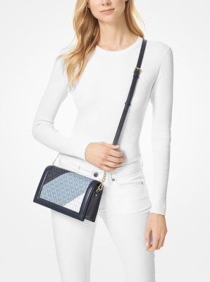 White Sinia woven-panel leather cross-body bag