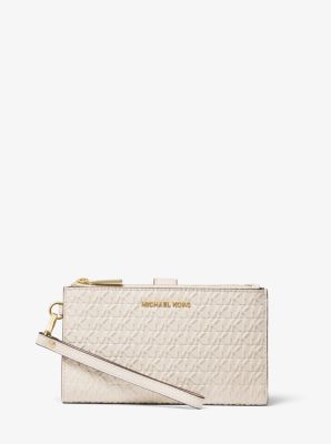 Adele Logo Debossed Leather Wristlet | Michael Kors