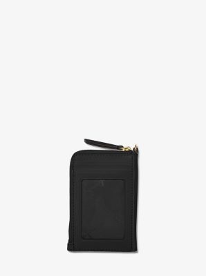 MICHAEL KORS SMALL JET SET CARD CASE IN PEBBLED LEATHER Woman Black