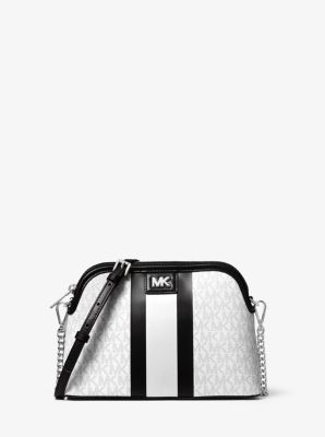 Michael michael kors large logo stripe dome crossbody bag new arrivals