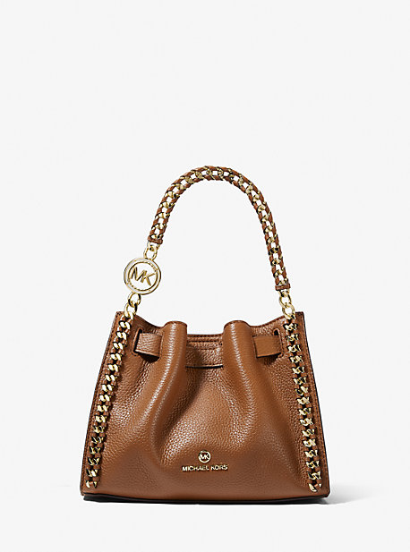 Michael Kors Mina Small Pebbled Leather Crossbody Bag In Brown | ModeSens