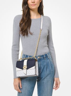 Greenwich Small Color-Block Logo and Saffiano Leather Crossbody Bag image number 3