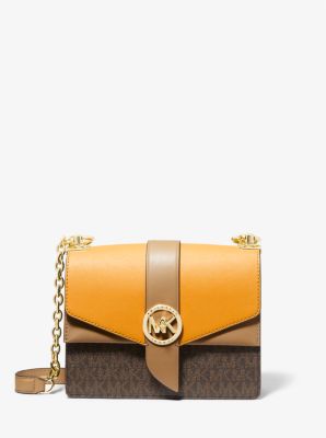 Michael Kors Greenwich Small Color-Block Logo and Saffiano Leather Crossbody  – Luxe Paradise