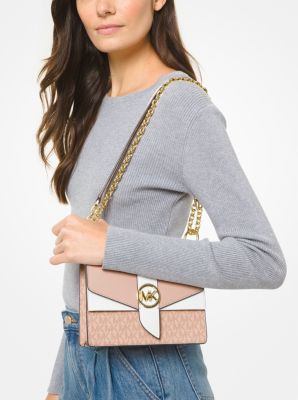 Greenwich Small Color-Block Logo and Saffiano Leather Crossbody