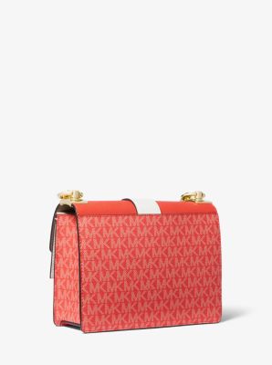 Greenwich Small Color-Block Logo and Saffiano Leather Crossbody Bag