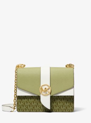 Greenwich Small Color-Block Logo and Saffiano Leather Crossbody Bag