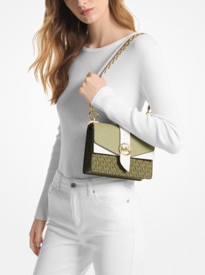 Greenwich Small Color-Block Logo and Saffiano Leather Crossbody Bag