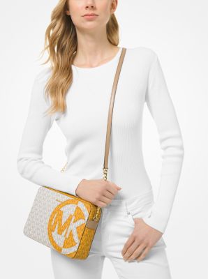 Jet Set Large Two-Tone Logo Crossbody Bag in SUN MULTI | Michael Kors