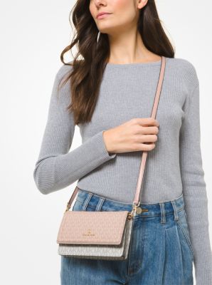 Michael Kors Jet Set Leather Cross-Body Bag in Gray