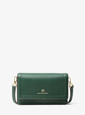 Jet Set Small Pebbled Leather Smartphone Convertible Crossbody Bag in MOSS | Michael Kors