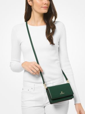 Jet Set Small Pebbled Leather Smartphone Convertible Crossbody Bag in MOSS | Michael Kors