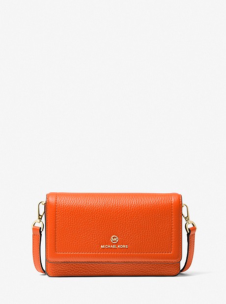 Jet Set Small Pebbled Leather Smartphone Convertible Crossbody Bag - CLEMENTINE - 32S1GT9C5L