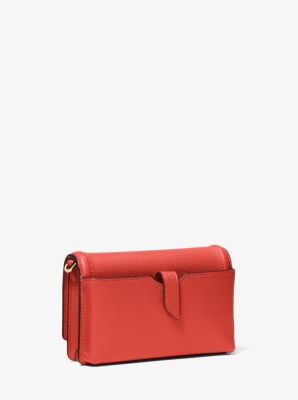 Jet Set Small Pebbled Leather Smartphone Convertible Crossbody Bag in SPICED CORAL | Michael Kors