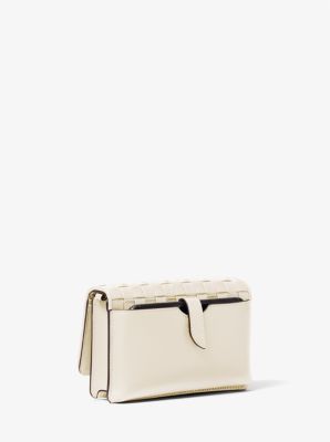 Jet Set Small Woven Leather Smartphone Convertible Crossbody Bag