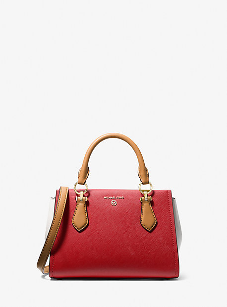 Michaelkors Marilyn Small Color-Block Saffiano Leather Crossbody Bag,LACQUER RED MULTI