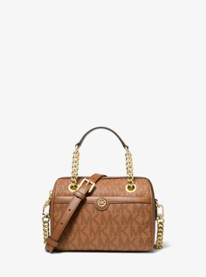 Buy the Michael Kors Beige Grayson Signature Print Canvas Medium