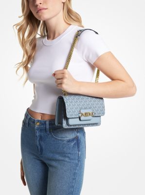 Heather Extra-Small Logo Crossbody Bag in PALE BLUE | Michael Kors