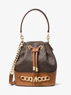 Alanis large pebbled leather bucket bag best sale