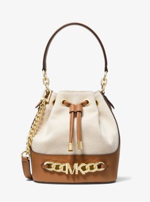 Michael Kors Collection Canvas & Leather Bucket Bag in Black