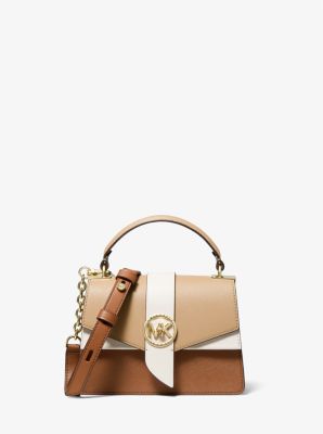 Marilyn Large Color-Block Saffiano Leather Satchel