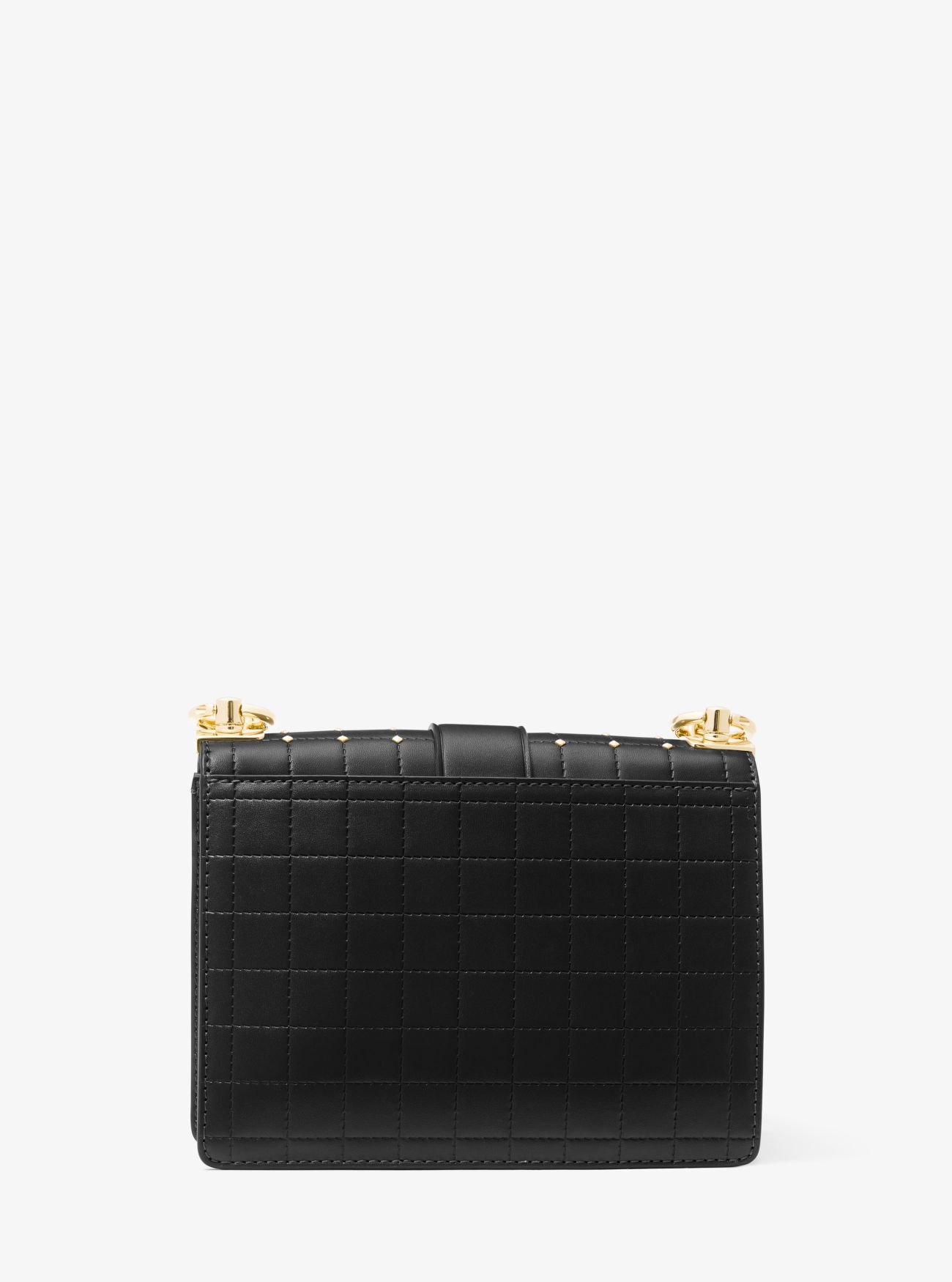 MK Greenwich Small Studded Quilted Faux Leather Crossbody Bag - Black ...