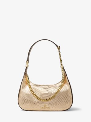 Piper Small Metallic Snake Embossed Leather Shoulder Bag | Michael Kors