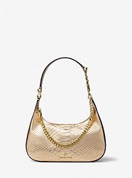 Piper Small Metallic Snake Embossed Leather Shoulder Bag - PALE GOLD - 32S2GP1C1M