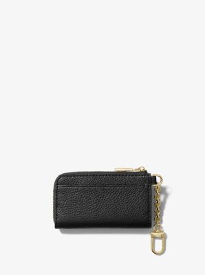NWT Michael Kors PIPER Black Pebbled Leather ZIP AROUND Credit Card Case  WALLET