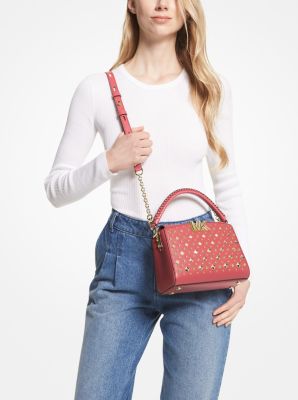 Valentino Red Leather Medium Rockstud Hype Shoulder Bag