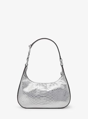 Piper Small Metallic Snake Embossed Leather Shoulder Bag