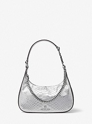 Piper Small Metallic Snake Embossed Leather Shoulder Bag - SILVER - 32S2SP1C1M