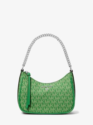 Michael Kors Jet Set Charm Coated-Canvas Pouchette Green