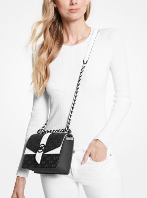 Greenwich Small Embossed Scuba and Faux Leather Crossbody Bag