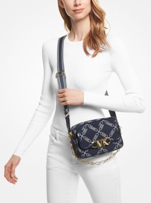 Jet Set Large Empire Logo Jacquard Dome Crossbody Bag