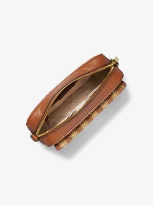 Parker Medium Striped Straw and Leather Crossbody Bag image number 1