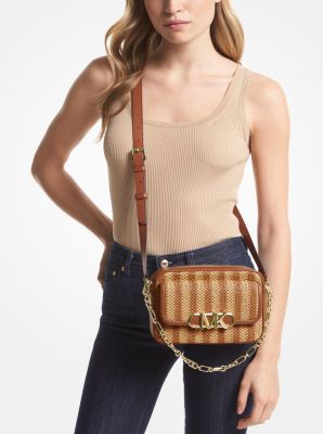 Parker Medium Striped Straw and Leather Crossbody Bag image number 3