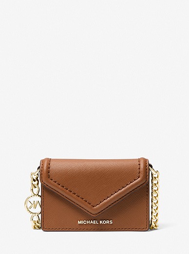 Michael Kors Brown Saffiano Leather Gold Chain Jet Set Small