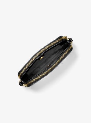 Michael Kors Jet Set Small Pebbled Leather Double-Zip Camera Bag - Optic White