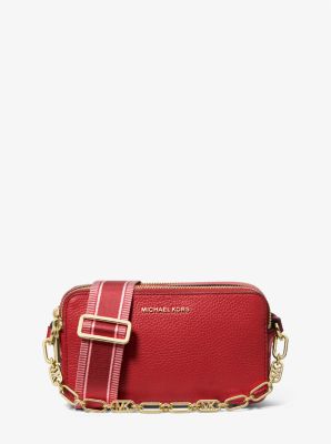 Jet Set Small Pebbled Leather Chain-Link Smartphone Crossbody Bag