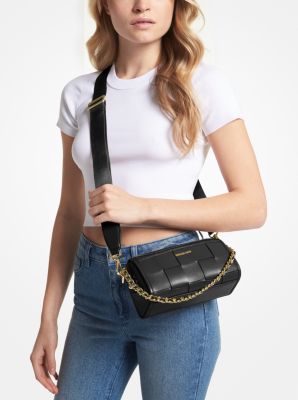 Jet Set Small Woven Leather Crossbody Bag