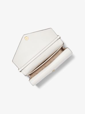 Grand sac enveloppe &agrave; bandouli&egrave;re Jet Set en cuir Saffiano &agrave; blocs de couleurs