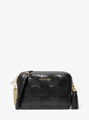Ginny Medium Woven Leather Crossbody Bag | Michael Kors